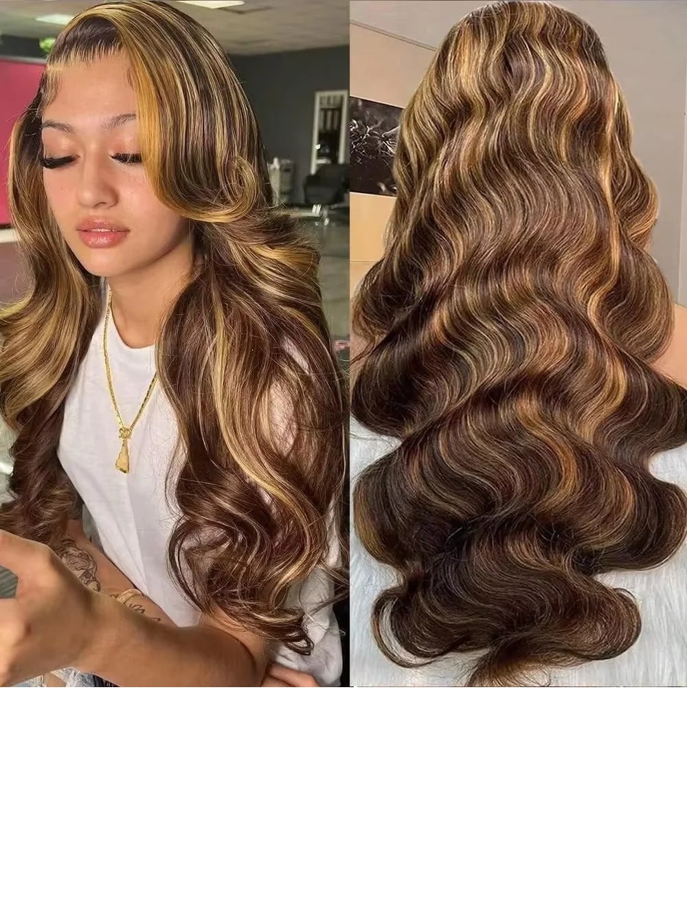 I&K Human Hair Lace Frontal Wigs 4X13 Body Wave #4/27