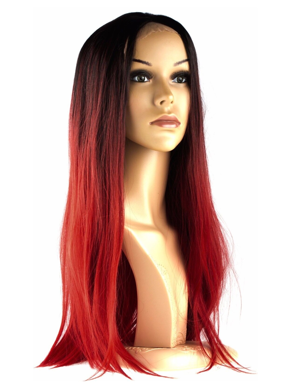 I&K Roxy Long Silky Straight Ladies Wig - Black/Red