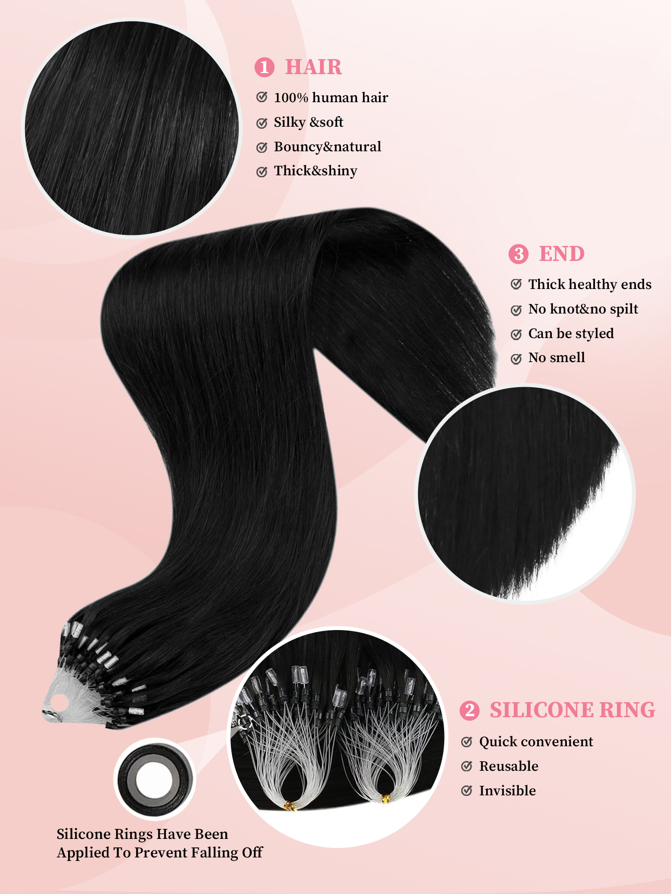 I&K Micro Loop Ring Human Hair Extensions