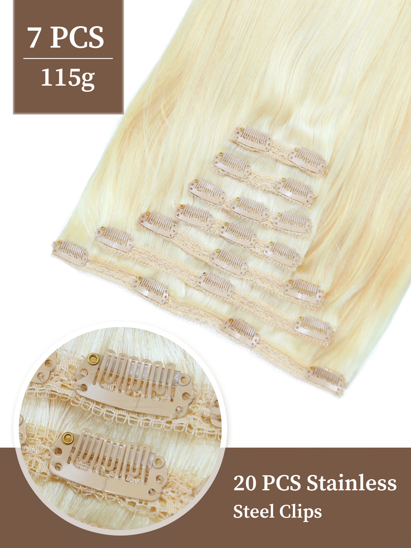 I&K Clip In Straight Hair Extensions 7Pcs