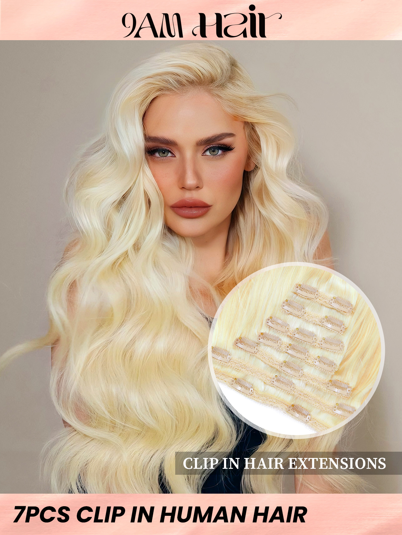 I&K Clip In Straight Hair Extensions 7Pcs