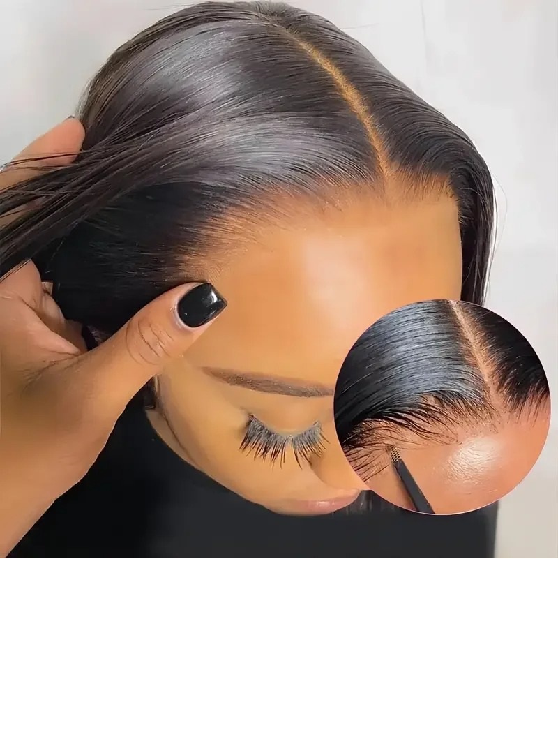 I&K Human Hair Lace Frontal Wigs 13X4 Straight #1B Natural Black