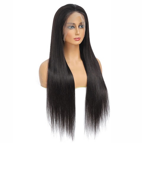I&K Human Hair Lace Frontal Wigs 13X4 Straight #1B Natural Black