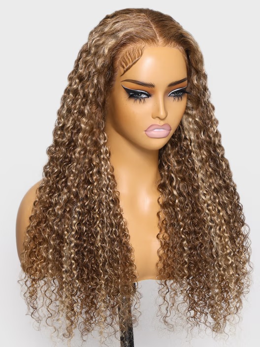 I&K Virgin Human Hair Lace Frontal Wigs 13X4 Jerry Curl #4/27 30inch