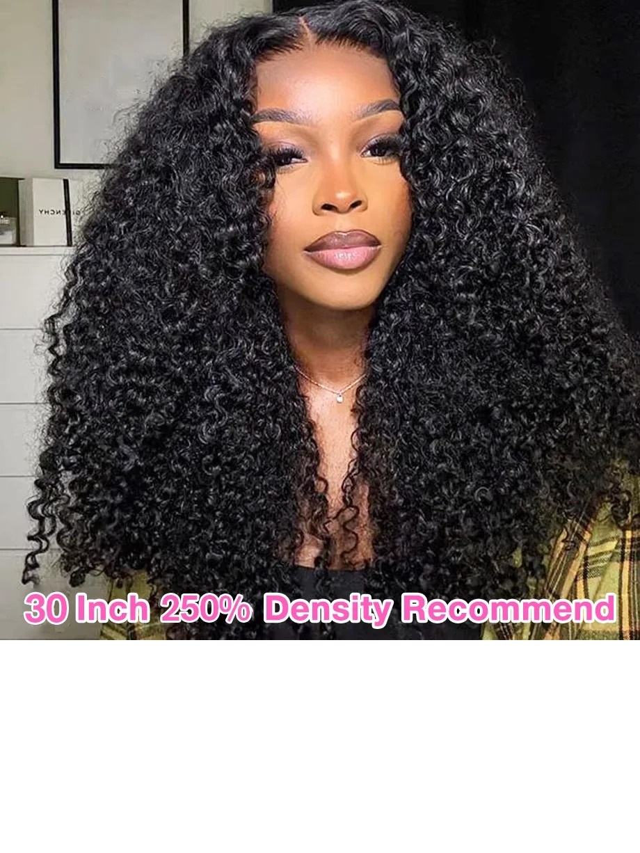 I&K Virgin Human Hair Lace Frontal Wigs 13X4 Kinky Curl #1B Natural Black