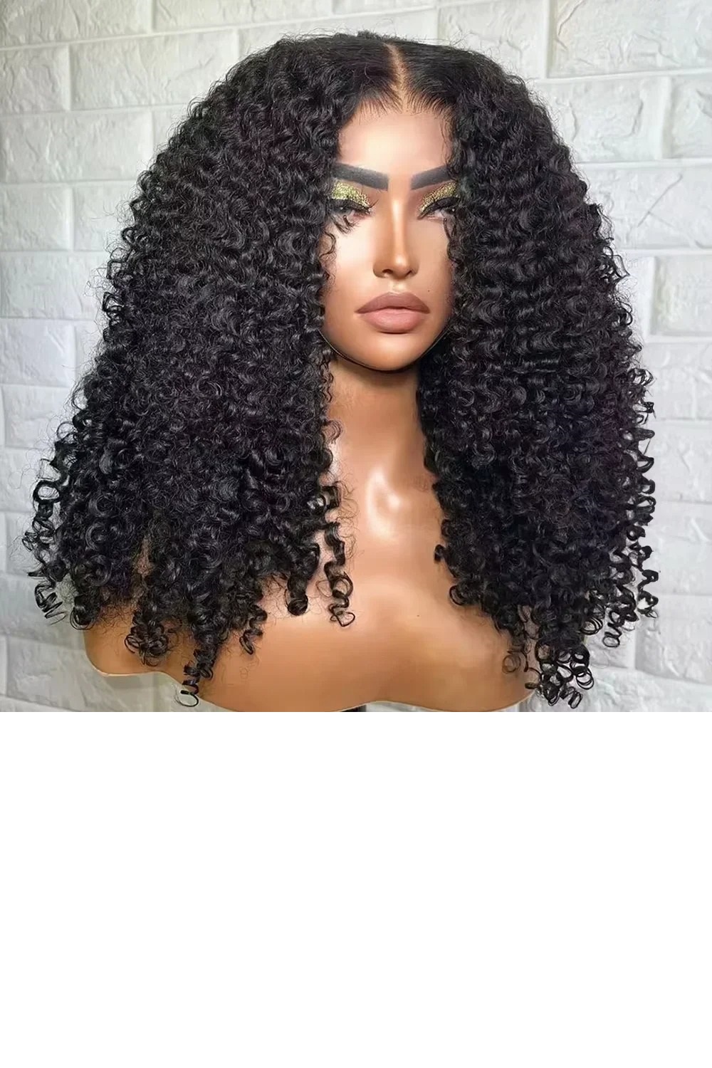 I&K Virgin Human Hair Lace Frontal Wigs 13X4 Kinky Curl #1B Natural Black
