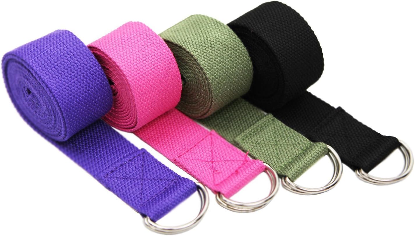 Kamay D-ring yoga belt Yoga Exercise Tool(180cm length and 4cm width) (Purple)