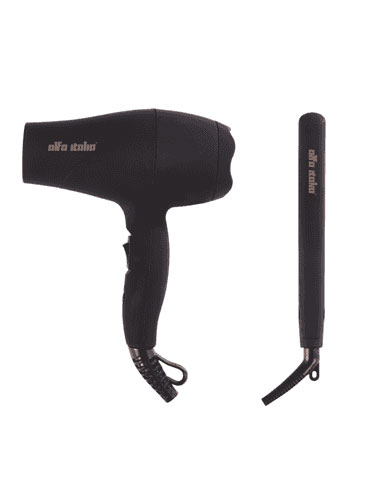 Alfa Italia Viaggio Black Travel Styling Kit (Hair Dryer and Hair Straightener)