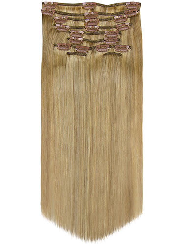Fab Clip In Remy Hair Extensions - Full Head #10/16-Medium Ash Brown with Medium Blonde 22 inch