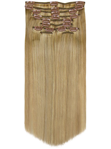 Fab Clip In Remy Hair Extensions - Full Head #10/16-Medium Ash Brown with Medium Blonde 18 inch