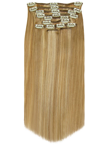 Fab Clip In Remy Hair Extensions - Full Head #12/16/613-Light Golden Brown/Sahara Blonde/Lightest Blonde Mix 20 inch