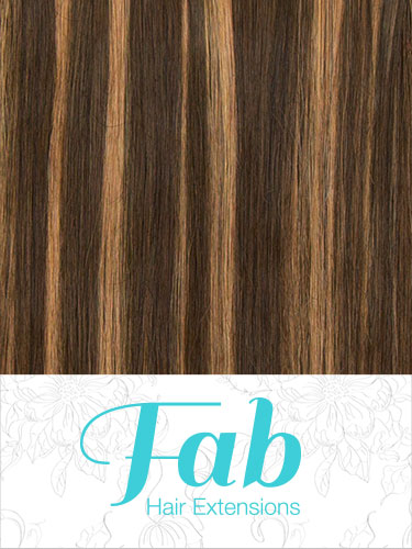 Fab Clip In Remy Hair Extensions - Full Head #4/27-Chocolate Brown with Strawberry Blonde 22 inch