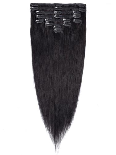 Fab Clip In Remy Hair Extensions - Full Head #1B-Natural Black 18 inch