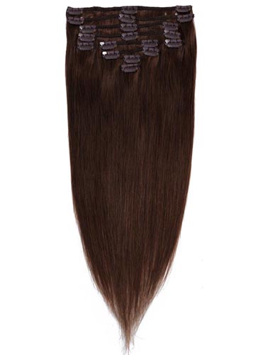 Fab Clip In Remy Hair Extensions - Full Head #2-Darkest Brown 22 inch