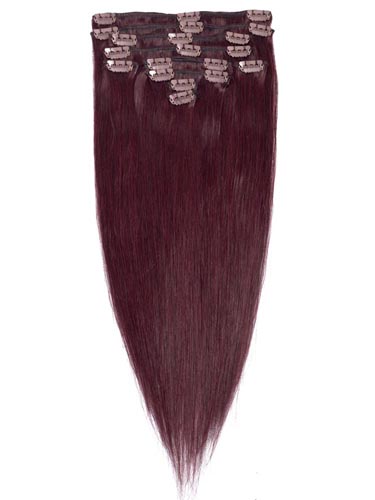 Fab Clip In Remy Hair Extensions - Full Head #32-Dark Reddish Wine 26 inch