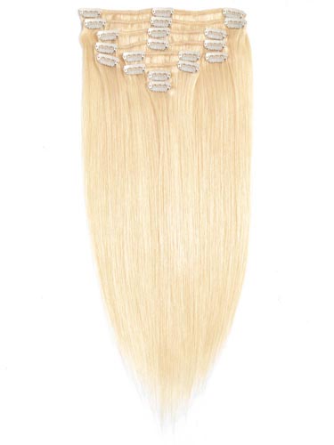 Fab Clip In Remy Hair Extensions - Full Head #613-Lightest Blonde 24 inch