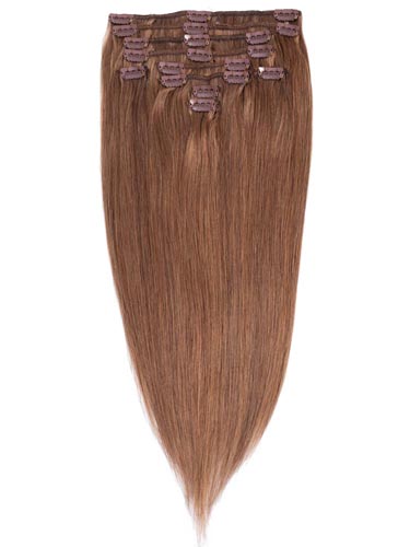 Fab Clip In Remy Hair Extensions - Full Head #8-Light Brown 22 inch