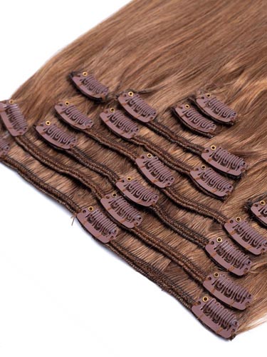 Fab Clip In Remy Hair Extensions - Full Head #8-Light Brown 26 inch