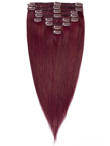 Fab Clip In Remy Hair Extensions - Full Head #99J-Wine Red 15 inch