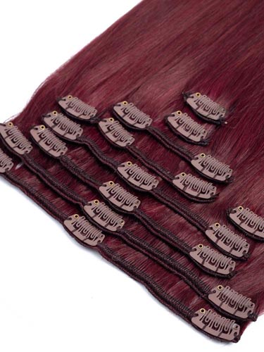 Fab Clip In Remy Hair Extensions - Full Head #99J-Wine Red 26 inch