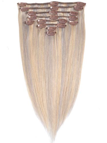 Fab Clip In Remy Hair Extensions - Full Head #10/Grey Blonde-Medium Ash Brown with Grey Blonde 18 inch