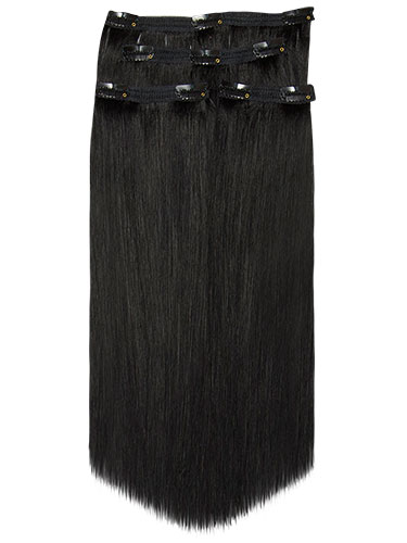 Fab Clip In Lace Weft Remy Hair Extensions (70g) #1-Jet Black 20 inch