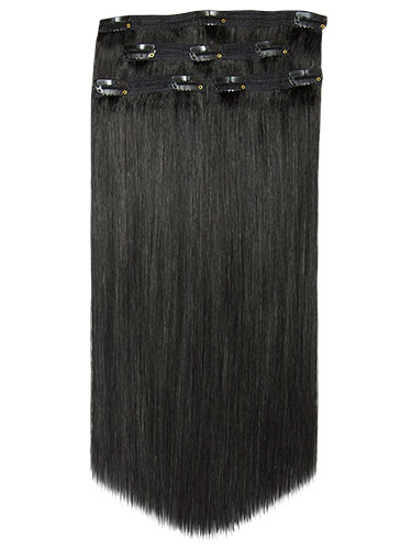 Fab Clip In Lace Weft Remy Hair Extensions (70g) #1B-Natural Black 20 inch
