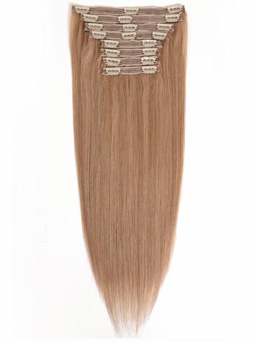 Fab Clip In Lace Weft Remy Hair Extensions (140g) #10/16-Medium Ash Brown with Medium Blonde 20 inch