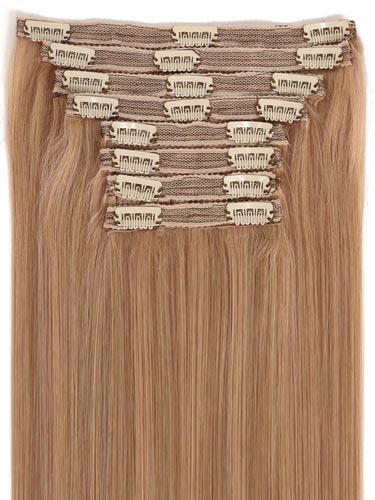 Fab Clip In Lace Weft Remy Hair Extensions (140g) #10/16-Medium Ash Brown with Medium Blonde 20 inch