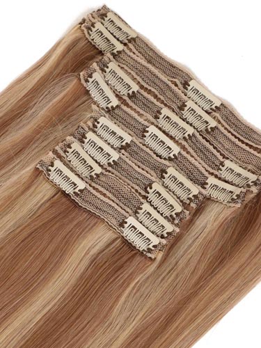 Fab Clip In Lace Weft Remy Hair Extensions (140g) #12/16/613-Light Golden Brown/Sahara Blonde/Lightest Blonde Mix 20 inch