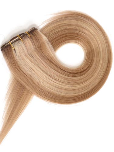 Fab Clip In Lace Weft Remy Hair Extensions (140g) #12/16/613-Light Golden Brown/Sahara Blonde/Lightest Blonde Mix 16 inch