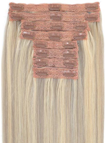 Fab Clip In Lace Weft Remy Hair Extensions (140g) #18/613-Ash Blonde with Lightest Blonde 20 inch