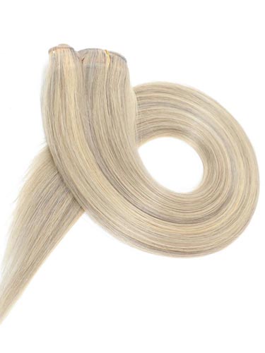 Fab Clip In Lace Weft Remy Hair Extensions (140g) #Grey Blonde with Lightest Blonde Mix 20 inch