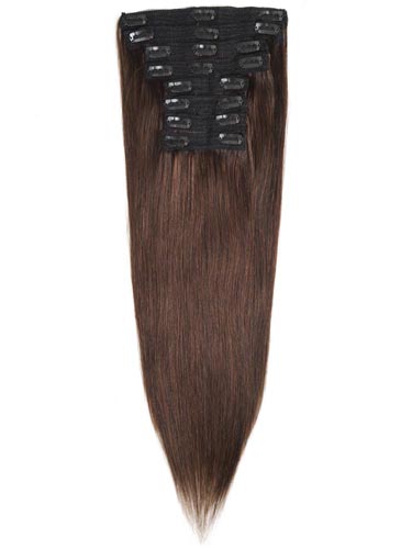 Fab Clip In Lace Weft Remy Hair Extensions (140g) #2-Darkest Brown 20 inch