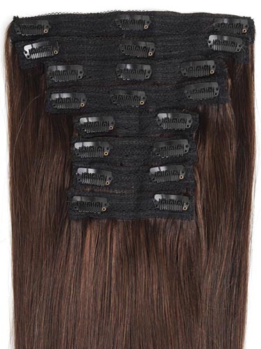 Fab Clip In Lace Weft Remy Hair Extensions (140g) #2-Darkest Brown 20 inch