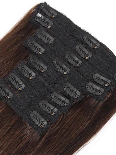 Fab Clip In Lace Weft Remy Hair Extensions (140g) #2-Darkest Brown 20 inch