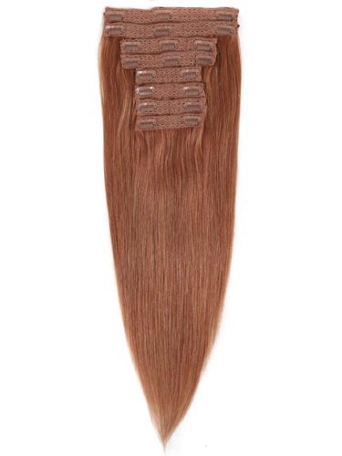 Fab Clip In Lace Weft Remy Hair Extensions (70g) #30-Auburn 20 inch