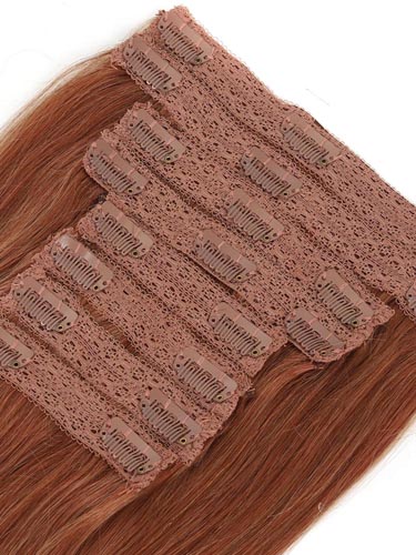 Fab Clip In Lace Weft Remy Hair Extensions (140g) #30-Auburn 20 inch