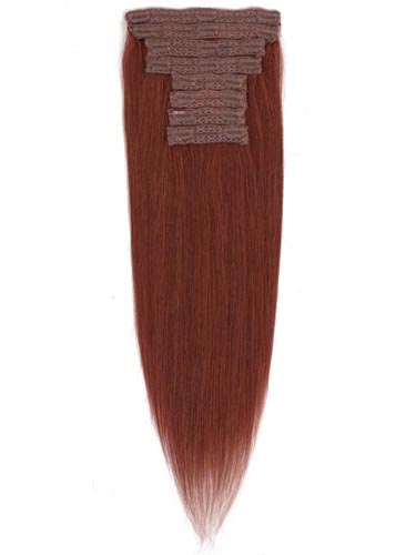 Fab Clip In Lace Weft Remy Hair Extensions (140g) #33-Rich Copper Red 20 inch