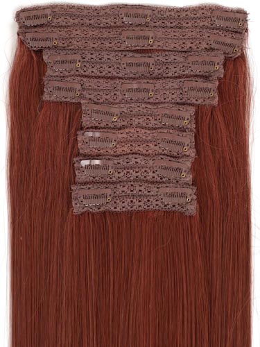 Fab Clip In Lace Weft Remy Hair Extensions (140g) #33-Rich Copper Red 20 inch