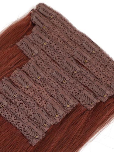 Fab Clip In Lace Weft Remy Hair Extensions (140g) #33-Rich Copper Red 20 inch