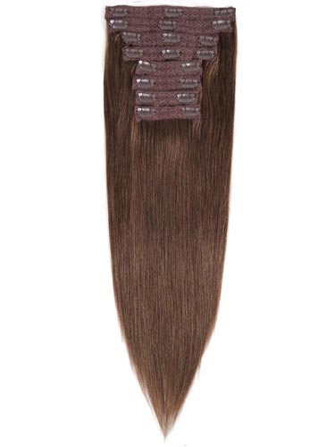 Fab Clip In Lace Weft Remy Hair Extensions (140g) #4-Chocolate Brown 20 inch