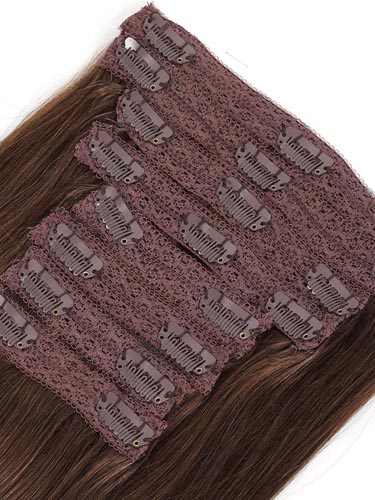 Fab Clip In Lace Weft Remy Hair Extensions (140g) #4-Chocolate Brown 20 inch