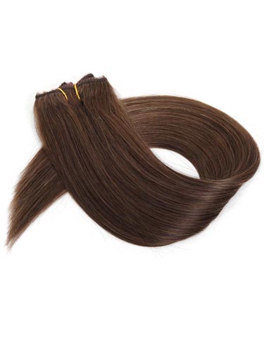 Fab Clip In Lace Weft Remy Hair Extensions (140g) #4-Chocolate Brown 20 inch