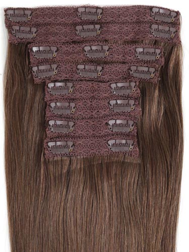 Fab Clip In Lace Weft Remy Hair Extensions (140g) #5-Dark Ash Brown 20 inch