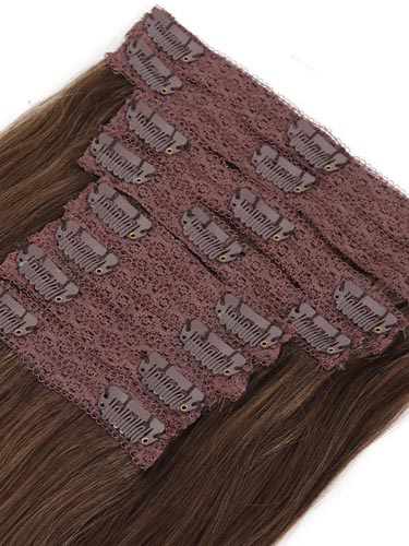 Fab Clip In Lace Weft Remy Hair Extensions (140g) #5-Dark Ash Brown 20 inch