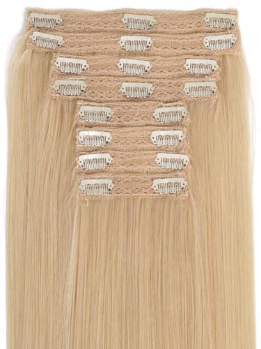 Fab Clip In Lace Weft Remy Hair Extensions (140g) #60-Platinum Blonde 20 inch