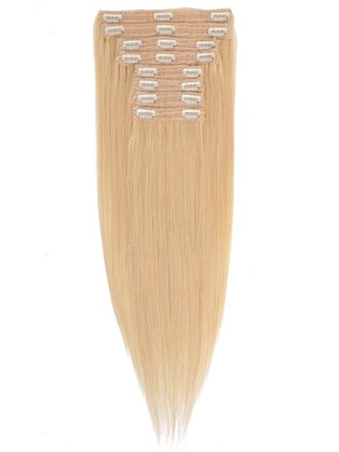 Fab Clip In Lace Weft Remy Hair Extensions (140g) #613-Lightest Blonde 20 inch