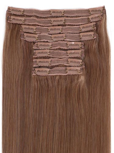 Fab Clip In Lace Weft Remy Hair Extensions (140g) #6-Medium Brown 20 inch