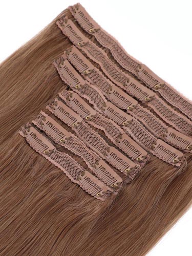 Fab Clip In Lace Weft Remy Hair Extensions (140g) #6-Medium Brown 20 inch